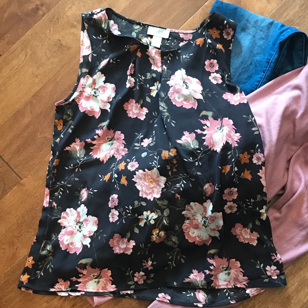 LOFT Outlet Dark Grey Floral Top